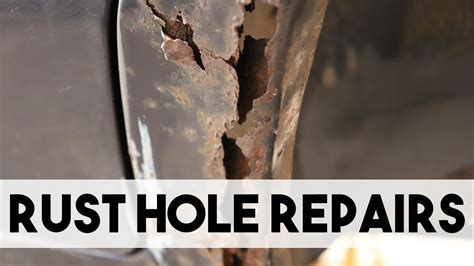 how to repair rust holes in sheet metal|repairing rust holes in truck.